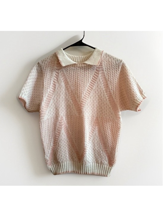 Alfred Dunner Tops - Vintage 80s Pink Pastel Knit Polo - Size Small
